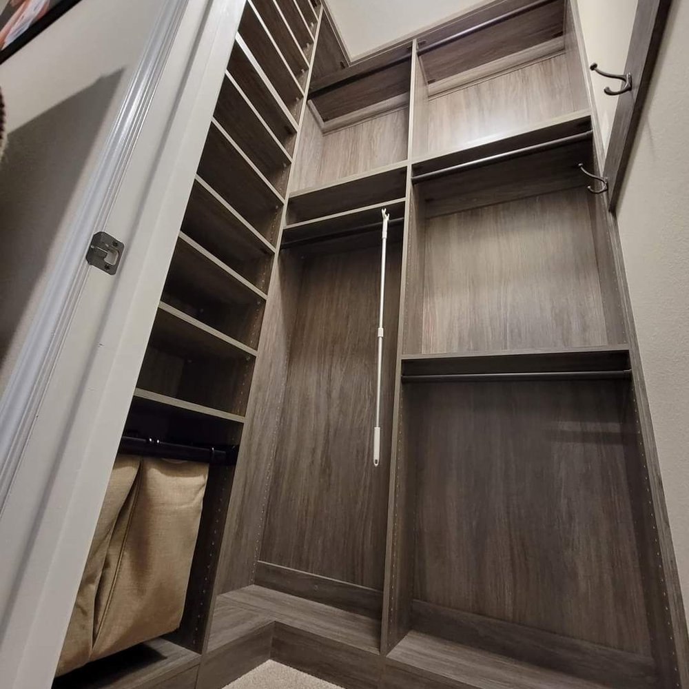 Closet & Storage Concepts - Downstairs small walk-in with ten foot ceiling - Home Organization Near Me - Henderson, Nevada Closet & Storage Concepts - Downstairs small walk-in with ten foot ceiling - Home Organization Near Me - Henderson, Nevada
