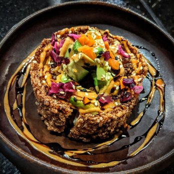 Tsukimi - A customized Petite Rice Crispy Cake, vegan (mostly) - Sushi Bars Near Me - Austin, Texas Tsukimi - A customized Petite Rice Crispy Cake, vegan (mostly) - Sushi Bars Near Me - Austin, Texas