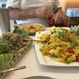 Pineapple fried rice and pork larb Pineapple fried rice and pork larb