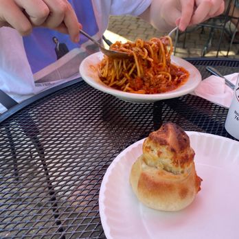 Perillo's Pizzeria - Spaghetti with meat sauce and that's a half order! And a garlic roll! The garlic rolls are amazing! - Pizza Near Me - North Salem, Indiana Perillo's Pizzeria - Spaghetti with meat sauce and that's a half order! And a garlic roll! The garlic rolls are amazing! - Pizza Near Me - North Salem, Indiana