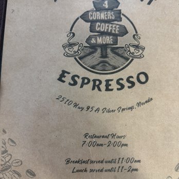 4 Corners Coffee & More - menu - Coffee & Tea Near Me - Silver Springs, Nevada