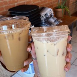 Left: Iced Lavender Vanilla Latte Right: Iced Salted Caramel Latte
