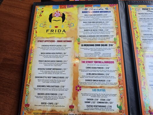 Menu photo 2 Frida Taqueria & Cantina Clayton, GA