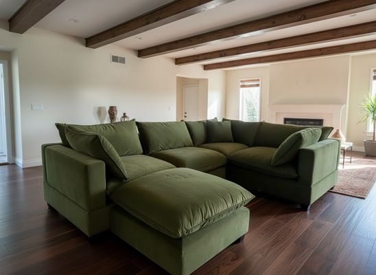 Olive Green Sectional - Aspen Nest is a furniture brand crafting high-quality, cloud-style sectional sofas that elevate modern living. Every piece blends comfort, minimalism, and lasting design.