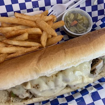 Pappa Geno's - The #7 with green onions, mushrooms, and provolone with a side of delicious hot peppers. - Sandwiches Near Me - Houston, Texas Pappa Geno's - The #7 with green onions, mushrooms, and provolone with a side of delicious hot peppers. - Sandwiches Near Me - Houston, Texas