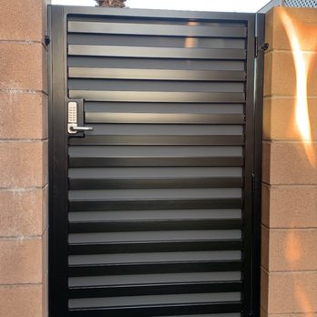Custom Customs - Pedestrian Gate with solid backing Grey & Satin Black - Fences & Gates Near Me - Henderson, Nevada Custom Customs - Pedestrian Gate with solid backing Grey & Satin Black - Fences & Gates Near Me - Henderson, Nevada