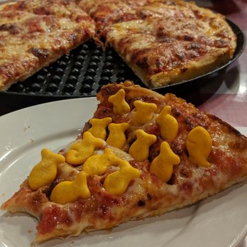 Prince Pizzeria - Prince Cheese Pizza topped with Goldfish. You're welcome. - Italian Near Me - Saugus, Massachusetts Prince Pizzeria - Prince Cheese Pizza topped with Goldfish. You're welcome. - Italian Near Me - Saugus, Massachusetts