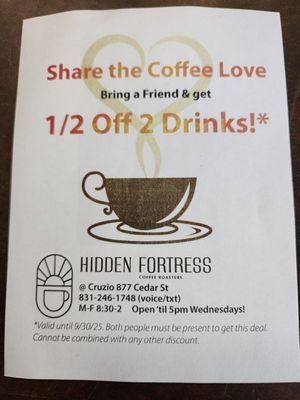 Menu photo 3 Hidden Fortress Coffee Santa Cruz, CA Menu photo 3 Hidden Fortress Coffee Santa Cruz, CA