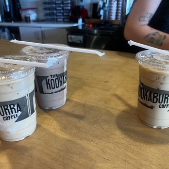 The Kookaburra - L-R: Iced Aussie, Mocha Nut, Carmel - Coffee Roasteries Near Me - St. Augustine, Florida
