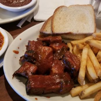 Smokehouse Barbecue - Independence - beef burnt ends with baked beans and fries. - Barbeque Near Me - Independence, Missouri