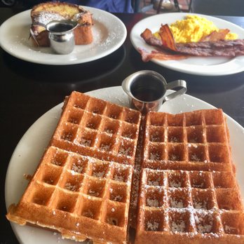 Bea Bea's - I was happy to see get this huge waffle with my Pooh's Sunrise. - Coffee & Tea Near Me - Burbank, California