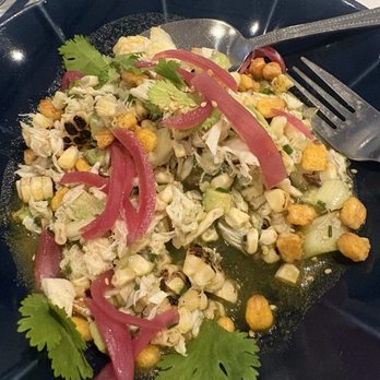 Jolie - Corn and crab salad. On a very chipped plate - Seafood Near Me - Coronado, California Jolie - Corn and crab salad. On a very chipped plate - Seafood Near Me - Coronado, California