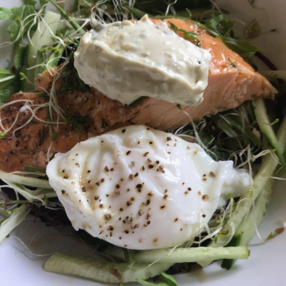 The Marketplace Cafe - Whoa: salmon on greens with remoulade and poached egg. I had this with a mimosa for a great brunch! - Sandwiches Near Me - Sheffield, Massachusetts The Marketplace Cafe - Whoa: salmon on greens with remoulade and poached egg. I had this with a mimosa for a great brunch! - Sandwiches Near Me - Sheffield, Massachusetts