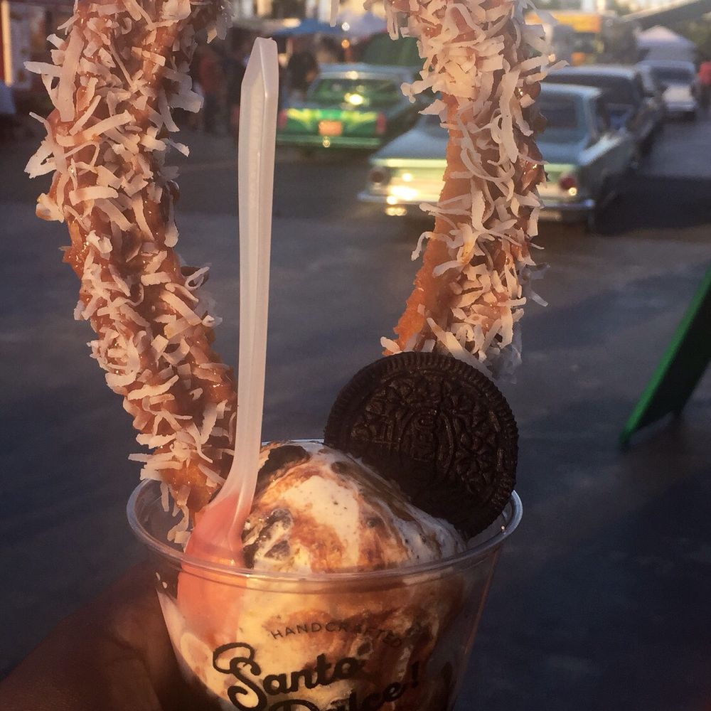 Santo Dulce Churros - Dulce de leche & coco churro with a cookies and cream ice cream base - Desserts Near Me - Miami, Florida Santo Dulce Churros - Dulce de leche & coco churro with a cookies and cream ice cream base - Desserts Near Me - Miami, Florida