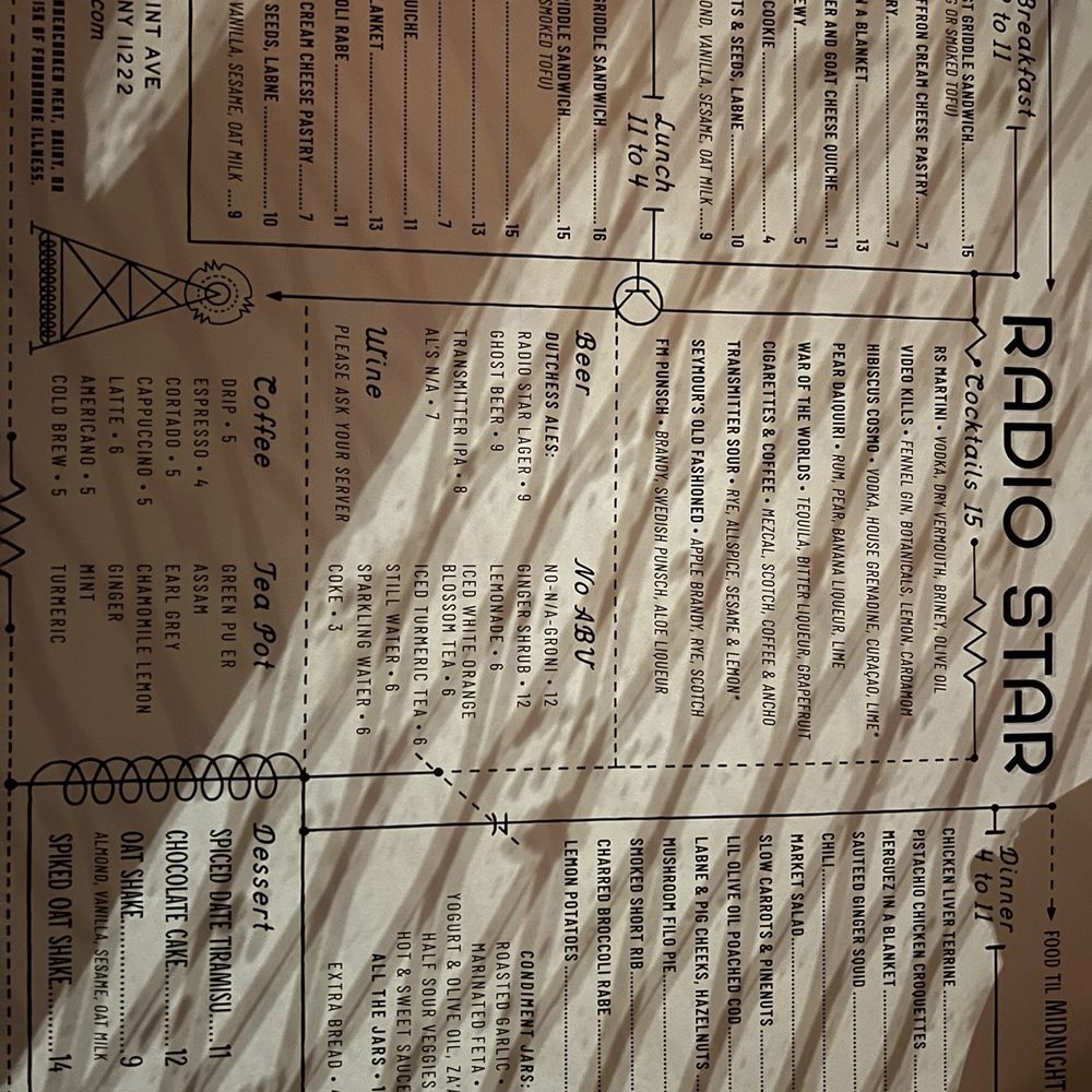 Radio Star - Menu - Diners Near Me - Brooklyn, New York
