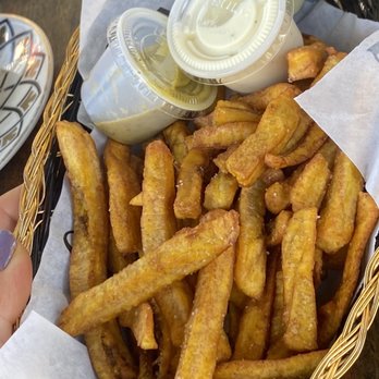 Sanguich - Plantain fries and dipping sauces - Cuban Near Me - Miami, Florida Sanguich - Plantain fries and dipping sauces - Cuban Near Me - Miami, Florida