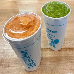 Sunrise Sunset smoothie and Detox Island Green smoothie