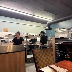 View into open kitchen