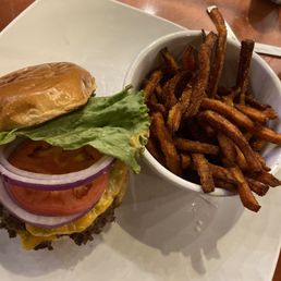 Kings Double Smash Burger and Sweet Potato Fries Kings Double Smash Burger and Sweet Potato Fries