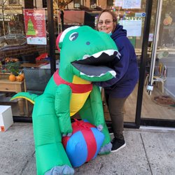 Dr. Andrea Auerbach Park Slope Family Chiropractic And Nutrition - Holidays are Always Fun @ OUr Office. Jodie and Dino Our XMas Chirosaurus.