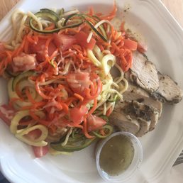 Zucca noodle spaghetti with roasted chicken Zucca noodle spaghetti with roasted chicken
