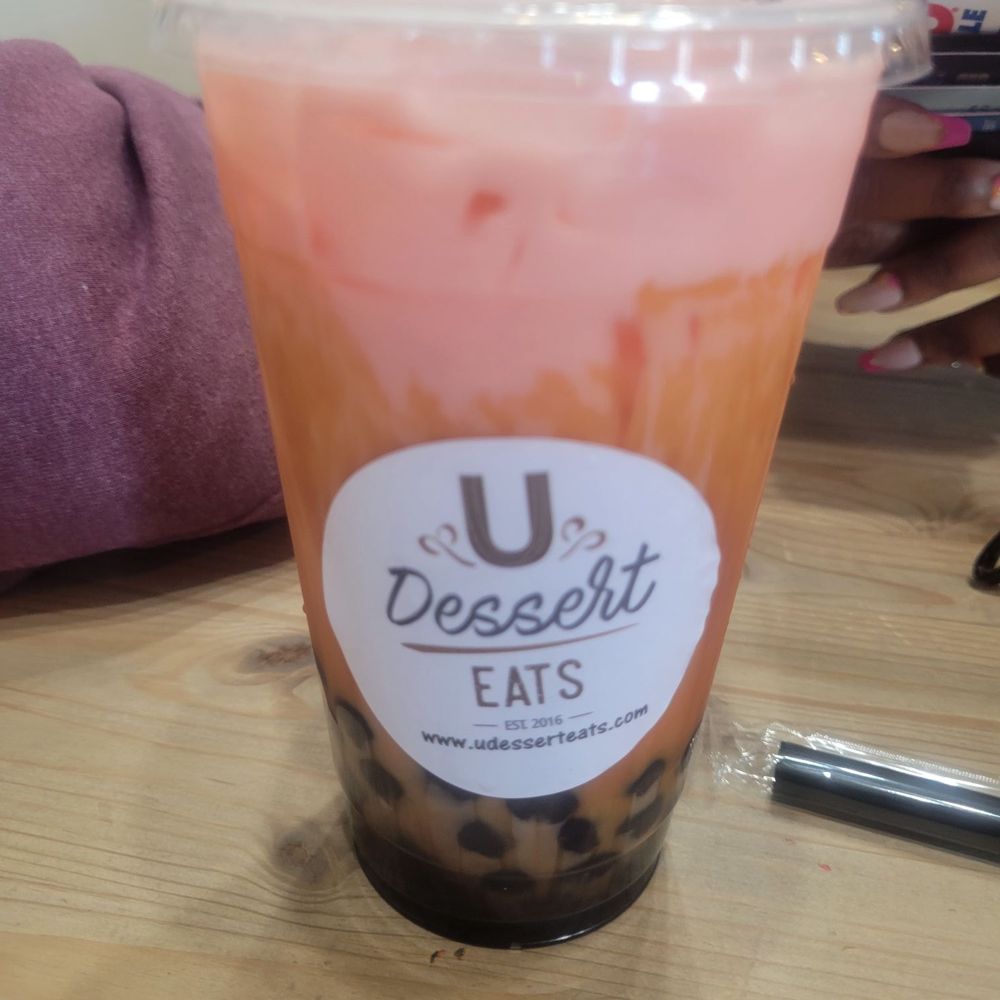 U Dessert Eats - LaLaLaLa - Brown Sugar Strawberry Milk Tea (with boba added) - Desserts Near Me - San Diego, California U Dessert Eats - LaLaLaLa - Brown Sugar Strawberry Milk Tea (with boba added) - Desserts Near Me - San Diego, California