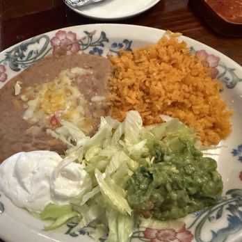 Fiesta Azul Tequila House - Yellow rice, salad, and refried beans - Mexican Near Me - Melbourne, Florida Fiesta Azul Tequila House - Yellow rice, salad, and refried beans - Mexican Near Me - Melbourne, Florida