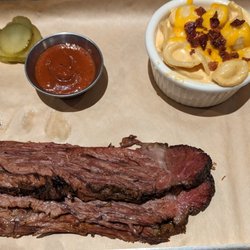 Hickory BBQ - Brisket sliced with the grain instead of against.  A travesty in TX!
