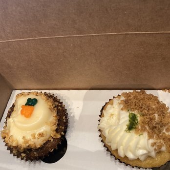 Cupcakin' Bake Shop - The Carrot Cake and Key lime with a finger dip in each - Bakeries Near Me - Berkeley, California