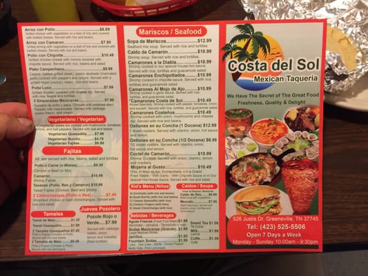 Menu photo 1 Costa Del Sol Greeneville, TN