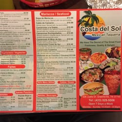 Costa Del Sol - Menu 2 of 2
