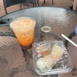 Swag Banh Mi - Thai Tea and steamed pork and shrimp spring roll