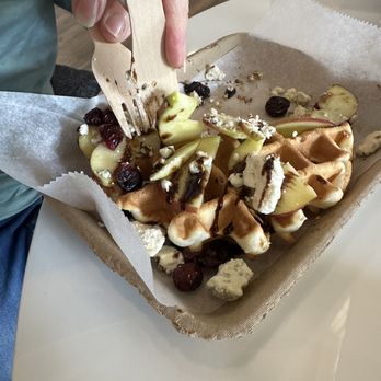 Waffleton - Apples + blue cheese with cranberries - Waffles Near Me - Idyllwild-Pine Cove, California Waffleton - Apples + blue cheese with cranberries - Waffles Near Me - Idyllwild-Pine Cove, California