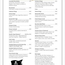 The appetizer menu