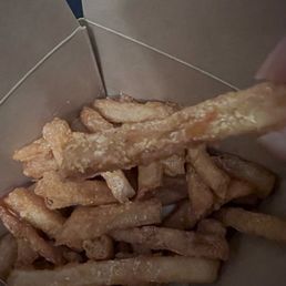 Fries were overcooked and had lots of white spots on them.. probably from being frozen too long?