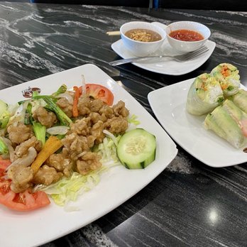 Pho Today - East Rutherford - Muc Chien Gion (Fried Calamari) and Avocado Rolls peanut and sweet & sour sauces - Vietnamese Near Me - East Rutherford, New Jersey Pho Today - East Rutherford - Muc Chien Gion (Fried Calamari) and Avocado Rolls peanut and sweet & sour sauces - Vietnamese Near Me - East Rutherford, New Jersey
