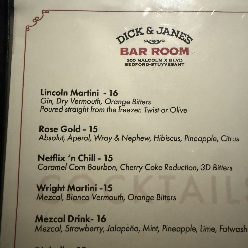 Drink menu Drink menu