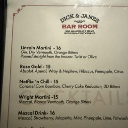 Drink menu Drink menu