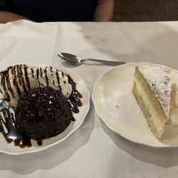 Lava cake and lemon cream cake for dessert, yummm