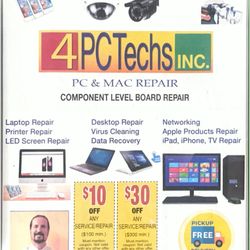 4PcTechs - In order to get $10-$30 off labor charge, please mention the add which is valid until Sep,15,25