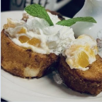 The Corner - Peaches and cream stuffed toast l. Always so fresh with ripe, delicious, peaches - Breakfast & Brunch Near Me - Milford, Connecticut The Corner - Peaches and cream stuffed toast l. Always so fresh with ripe, delicious, peaches - Breakfast & Brunch Near Me - Milford, Connecticut