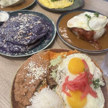 Aloha Stacks - Island Chilaquiles, Ube pancakes, Corned beef loco moco, Avocado Omelette - Breakfast & Brunch Near Me - Whittier, California