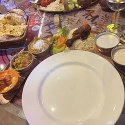 Royal Zayka - My spread. Very unique serving arrangement. Offending chicken leg front and center. The beans were especially good.