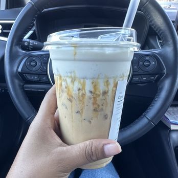 Blue Mug Coffee & Tea - Iced Caramel Macchiato with caramel drizzle & marshmallow cold foam :) - Coffee & Tea Near Me - Escondido, California