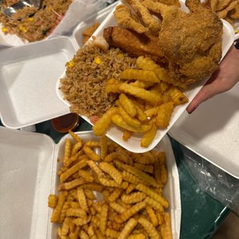 Rice's Fried Chicken & Seafood - Fried chicken wings, shrimp fried rice, shrimp, eggroll & french fries - Seafood Near Me - Houston, Texas Rice's Fried Chicken & Seafood - Fried chicken wings, shrimp fried rice, shrimp, eggroll & french fries - Seafood Near Me - Houston, Texas