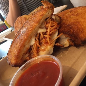 Burnt Crumbs - Spaghetti grilled cheese! - New American Near Me - Irvine, California Burnt Crumbs - Spaghetti grilled cheese! - New American Near Me - Irvine, California