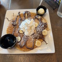 One pancake with banana and Nutella One pancake with banana and Nutella