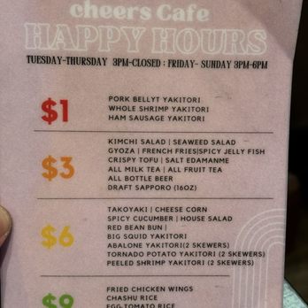Cheers Cafe - Happy hour menu - Asian Fusion Near Me - West Covina, California Cheers Cafe - Happy hour menu - Asian Fusion Near Me - West Covina, California
