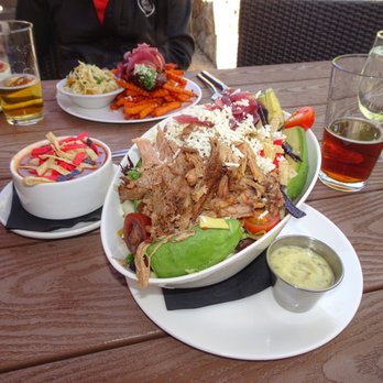 Ocotillo Cafe - Carnitas salad with tortilla soup and steak Frites - New American Near Me - Tucson, Arizona