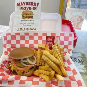 Mayberry Drive In - Cheeseburger with Fries - Burgers Near Me - Mount Airy, North Carolina Mayberry Drive In - Cheeseburger with Fries - Burgers Near Me - Mount Airy, North Carolina